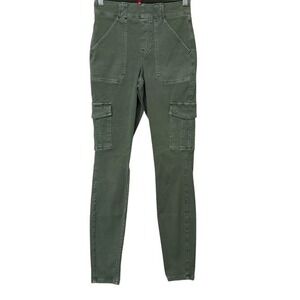 Spanx Green Tummy Control Stretch Twill Skinny Ankle Cargo Pants Womens S